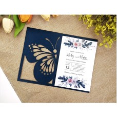 (MOQ≥200)Hollowed-out butterfly wedding invitation European-style wedding invitation Birthday business anniversary event invitation wedding greeting card