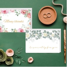 (MOQ≥200)Simple and fresh high-grade hot stamping flowers greeting card creative Valentine's Day universal thank you message blank card